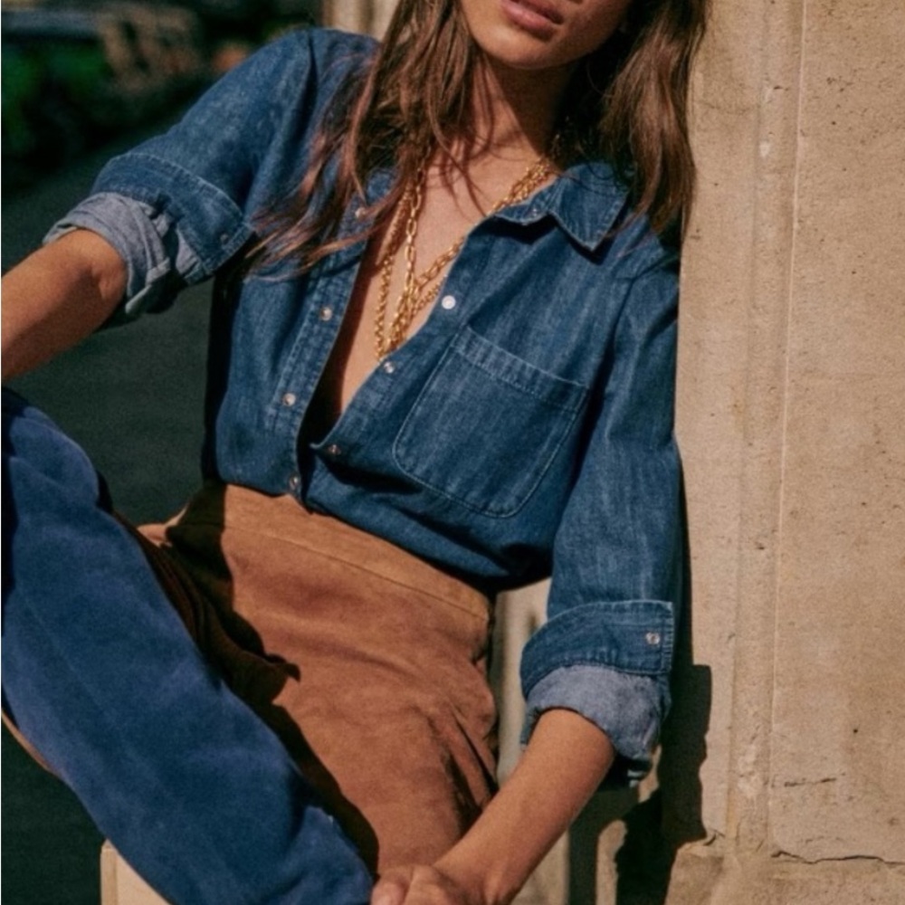 Sezane Tomboy Shirt Denim Blue - Size 6 (SOLD OUT)
